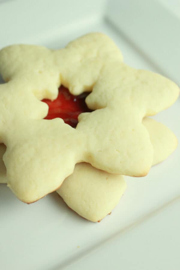 Snowflake Linzer Cookies {using Cream Cheese Sugar Cookie dough ...