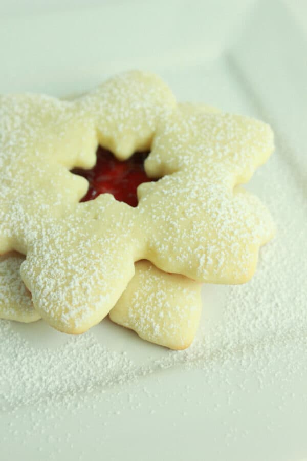 Snowflake Linzer Cookies {using Cream Cheese Sugar Cookie dough ...