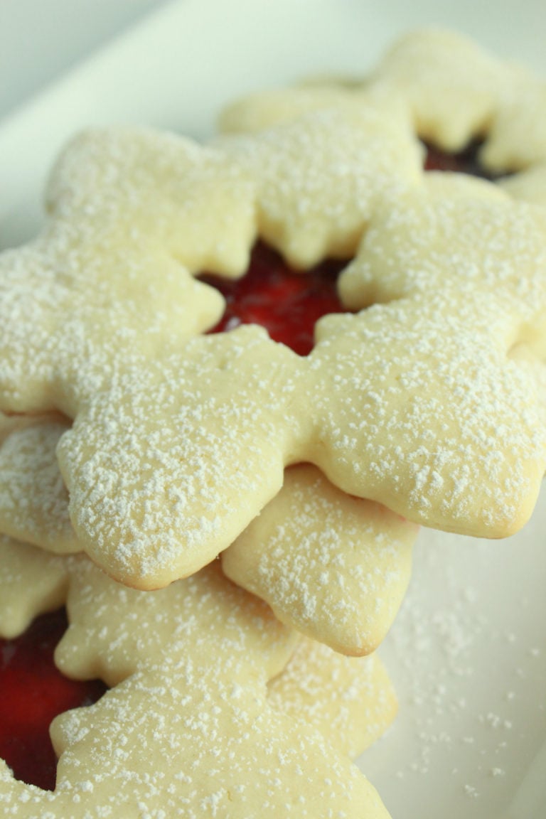 Snowflake Linzer Cookies {using Cream Cheese Sugar Cookie dough}