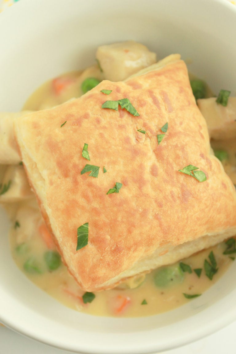 Chicken Pot Pie Bowls with Puff Pastry Topper