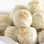 Golden Oreo Truffles in a white bowl.