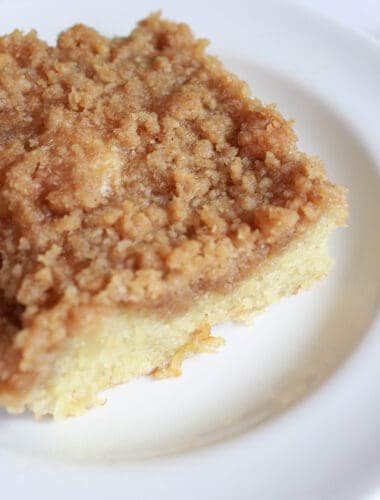 Banana Crumb Cake Recipe featured by top US food blog, Practically Homemade