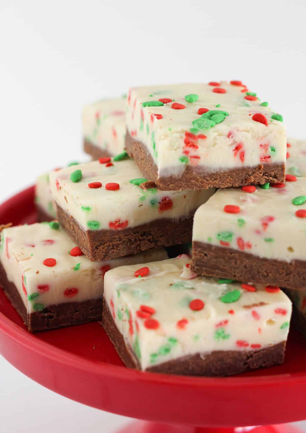 Double layer fudge on a tray and ready to serve.