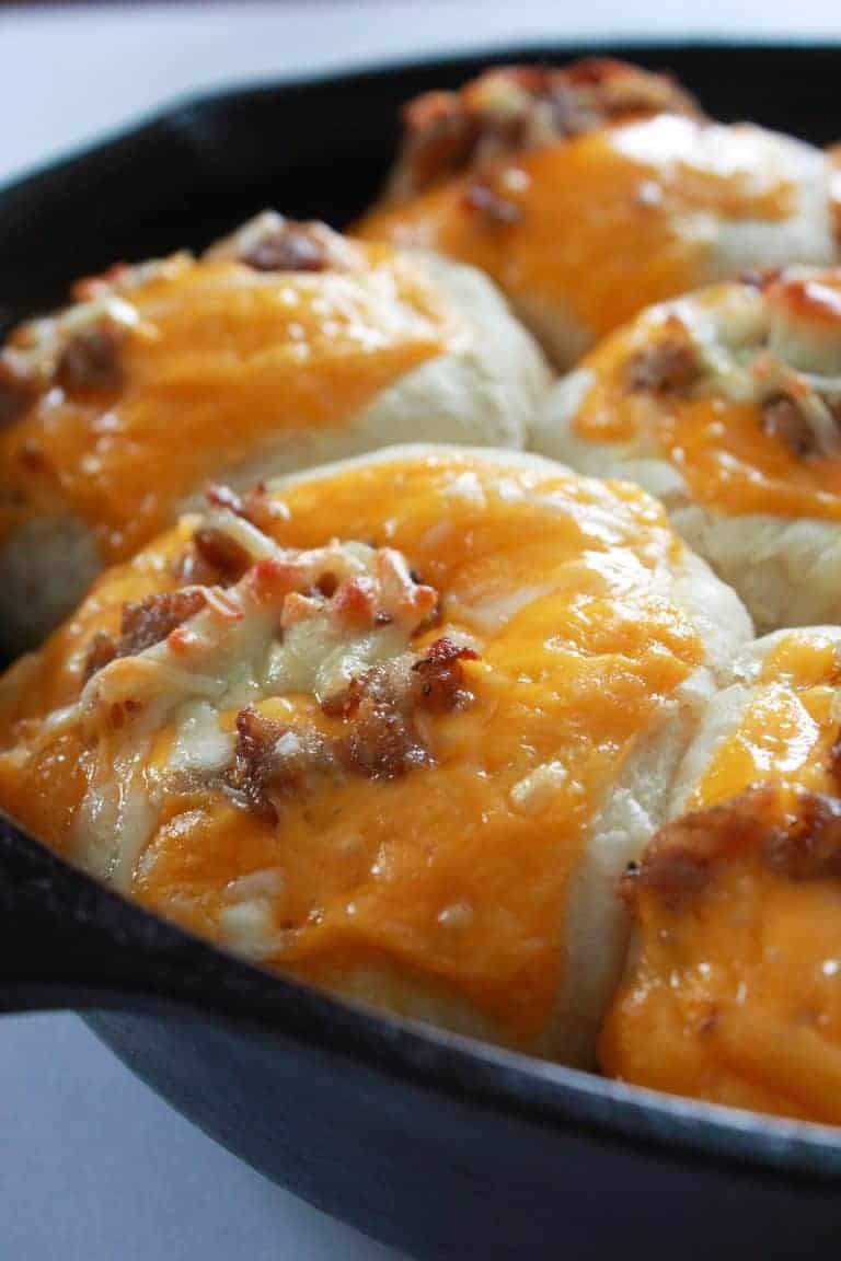 Skillet Sausage and Cheese Biscuits