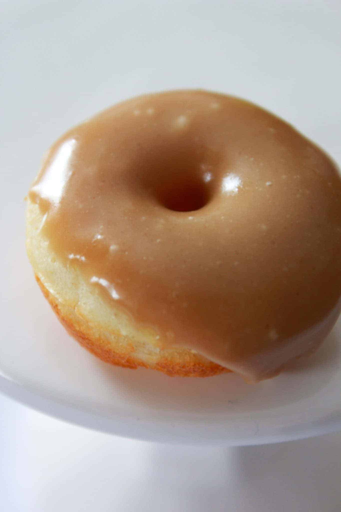 Pancake Mix Donuts with Maple Glaze featured by top US food blog, Practically Homemade