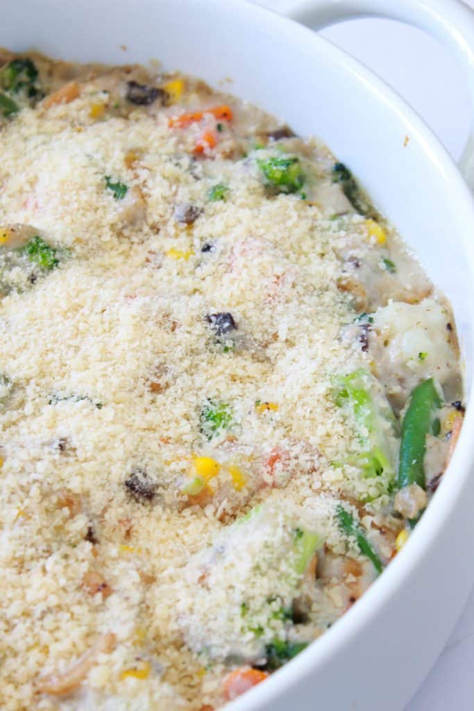 Frozen Vegetable Casserole Recipe featured by top US food blog, Practically Homemade