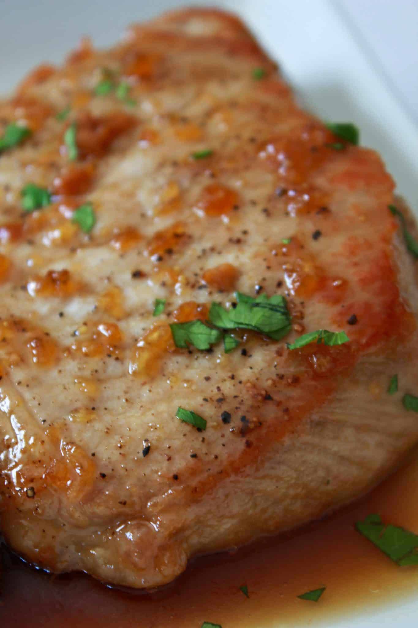 Sweet Asian Glazed Pork Chops Recipe, featured by top US food blog, Practically Homemade
