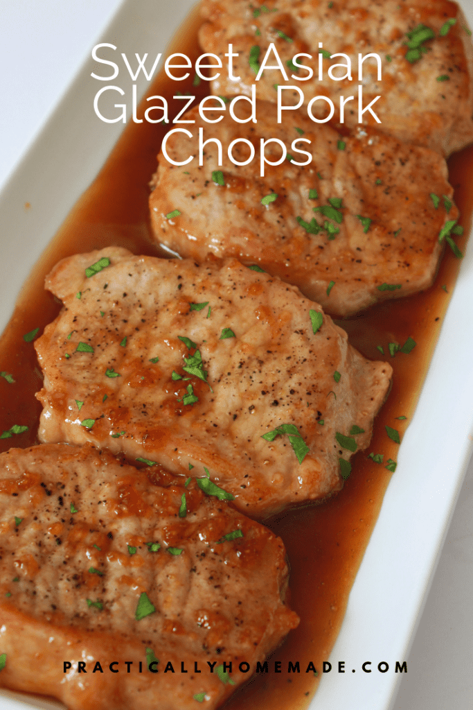Sweet Asian Glazed Pork Chops Recipe, featured by top US food blog, Practically Homemade | sweet asian glazed pork chops | asian pork chops | asian pork | sweet glazed pork chops | glazed pork chops | sweet pork recipe