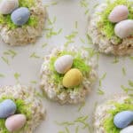 Rice Krispie Easter Nests on a plate to be served.