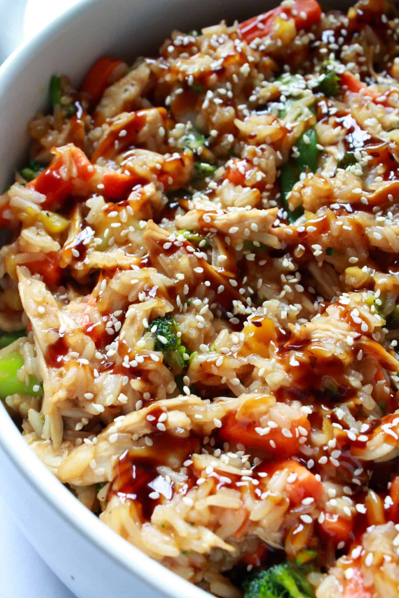 Quick and Easy Family Dinners featured by top US food blog, Practically Homemade: teriyaki chicken stir fry