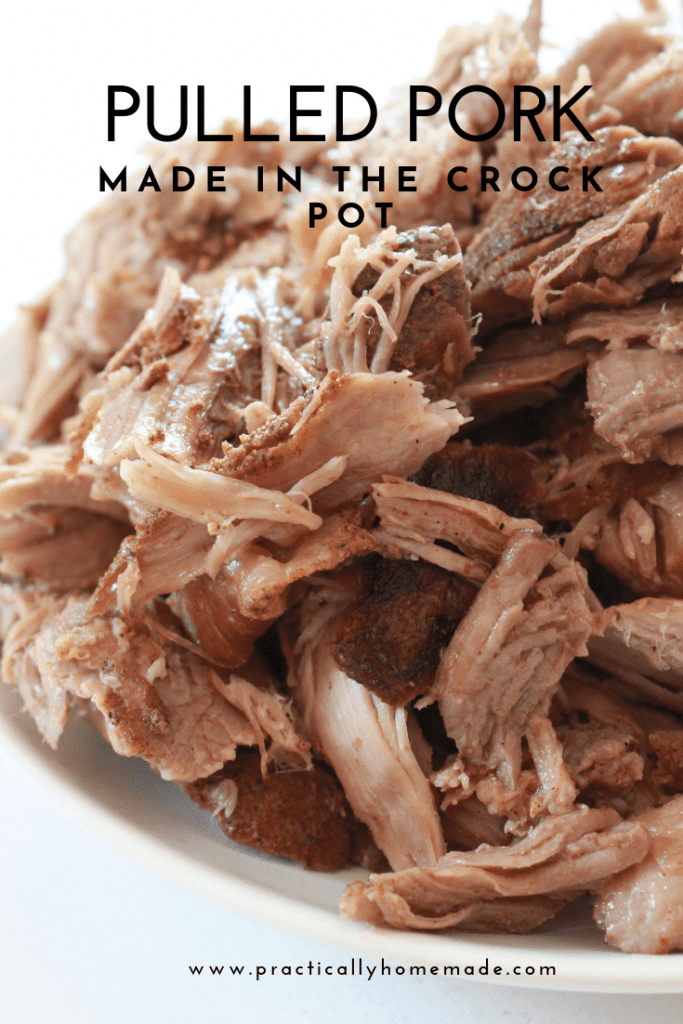 Crock Pot Pulled Pork Recipe featured by top US food blog, Practically Homemade: Crock Pot Pulled Pork | Pulled Pork Recipe | Slow Cooked Pulled Pork | Spice Rubbed Pulled Pork