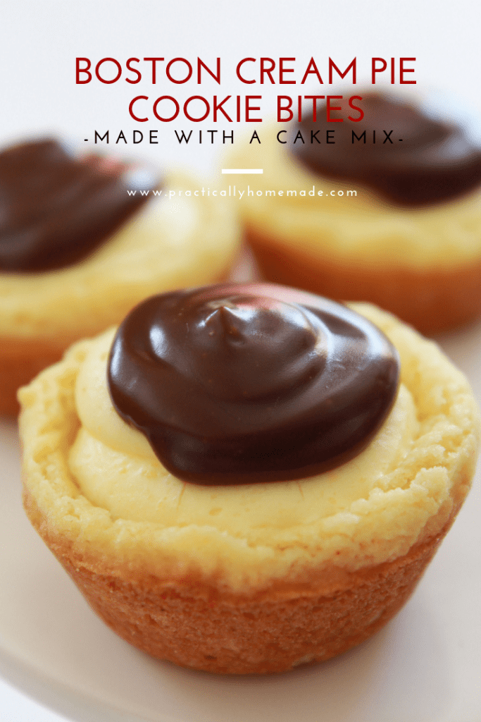 Easy Boston Cream Pie Cookie Bites Recipe featured by top US food blog, Practically Homemade