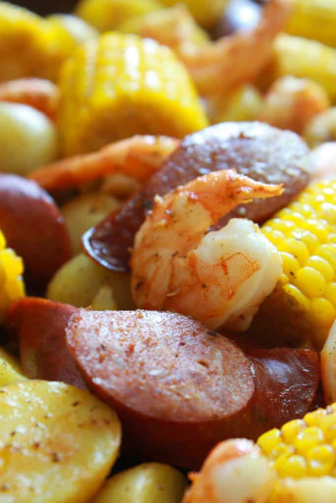 Sheet Pan Cajun Shrimp Boil Recipe featured by top US food blog, Practically Homemade