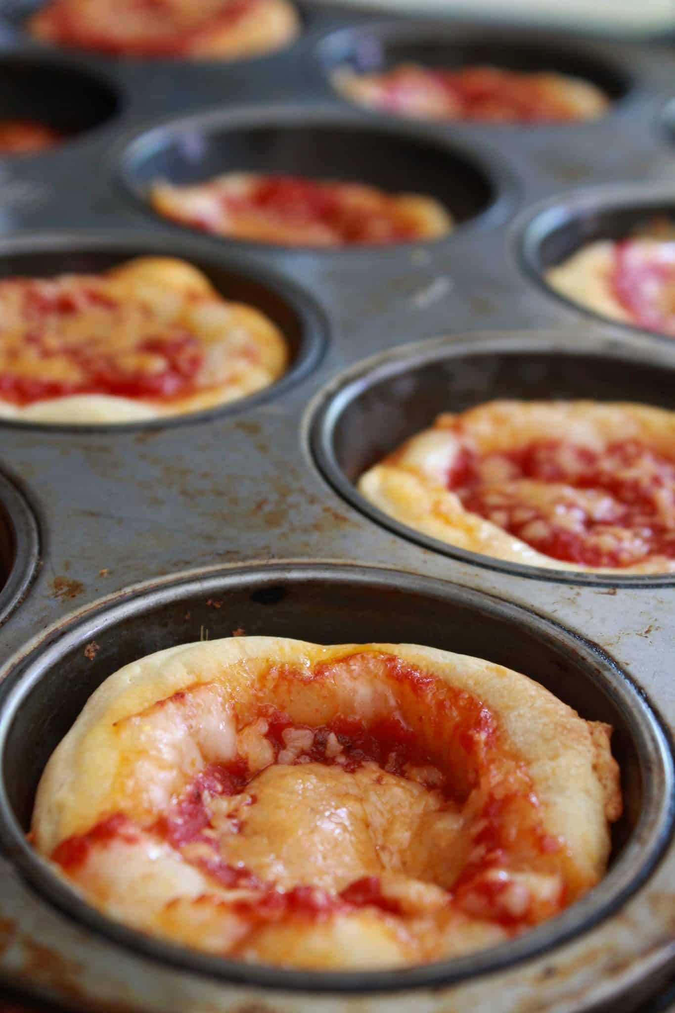 Quick and Easy Family Dinners featured by top US food blog, Practically Homemade: mini Chicago deep dish pizzas