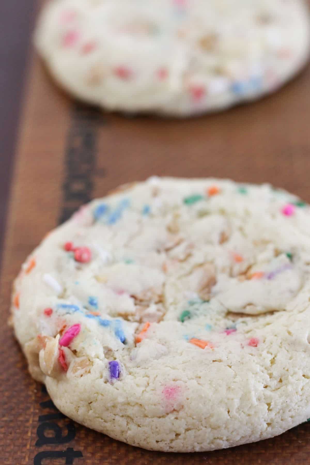 Cookies cooling on the baking sheet.