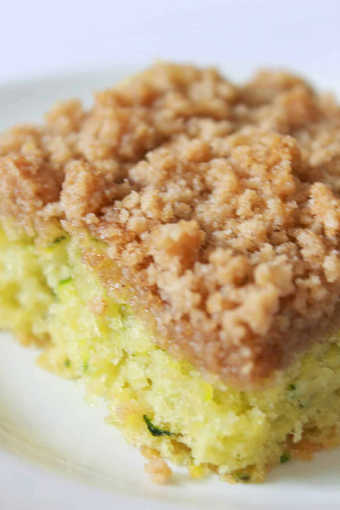 Easy Zucchini Crumb Cake Recipe featured by top US food blog, Practically Homemade