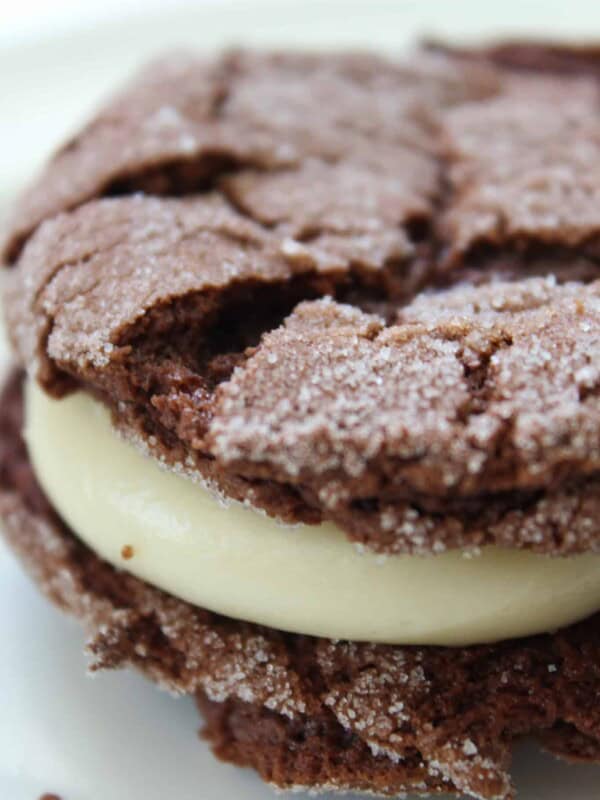 Cake Mix Cookies: Chocolate Sandwich Cookies with Cream Cheese Filling recipe featured by top US food blog, Practically Homemade