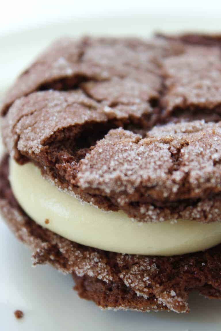 Cake Mix Cookies:  Chocolate Sandwich Cookies with Cream Cheese Filling