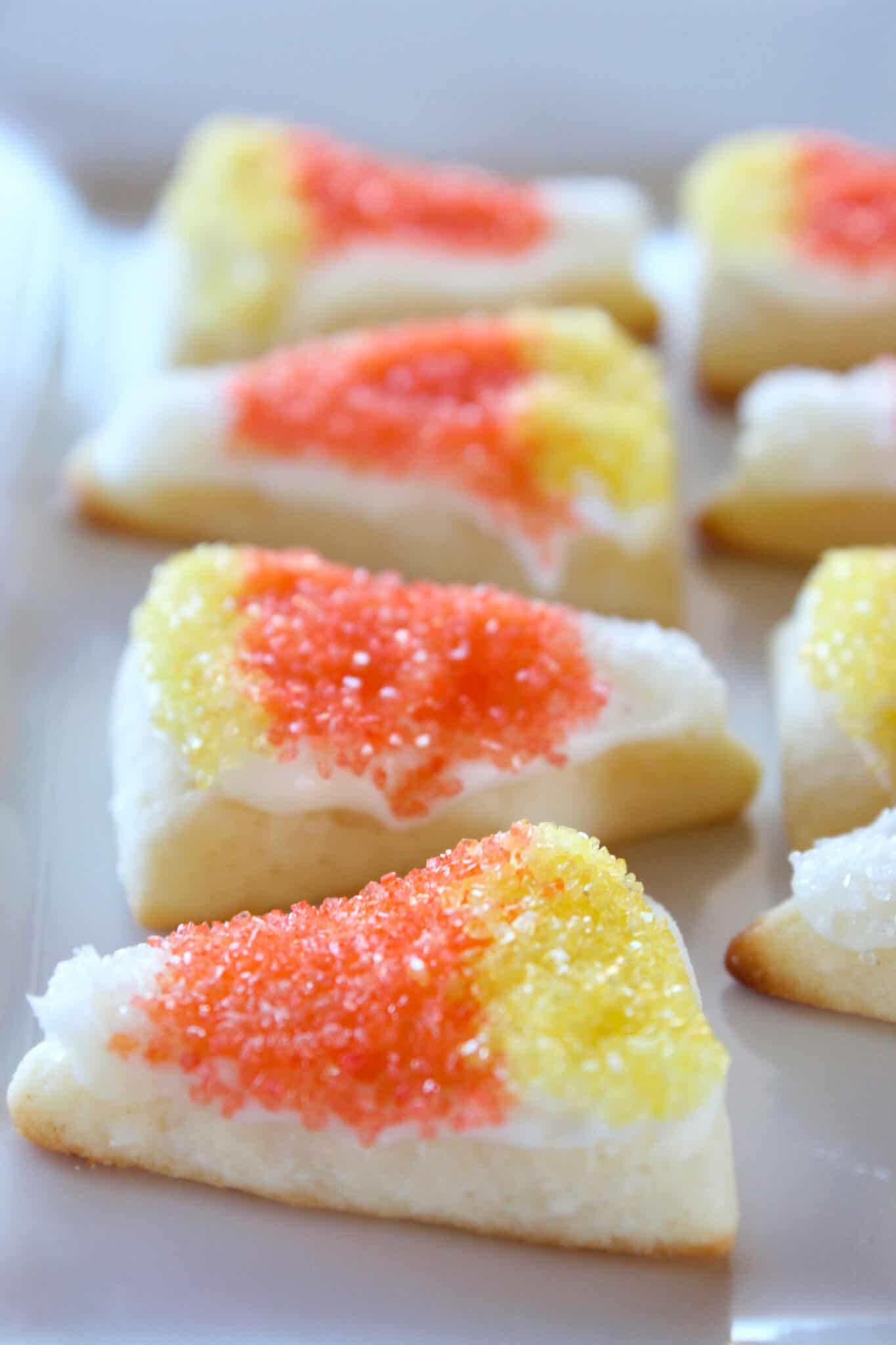 Candy Corn Sugar Cookie Bites featured by top US food blog, Practically Homemade