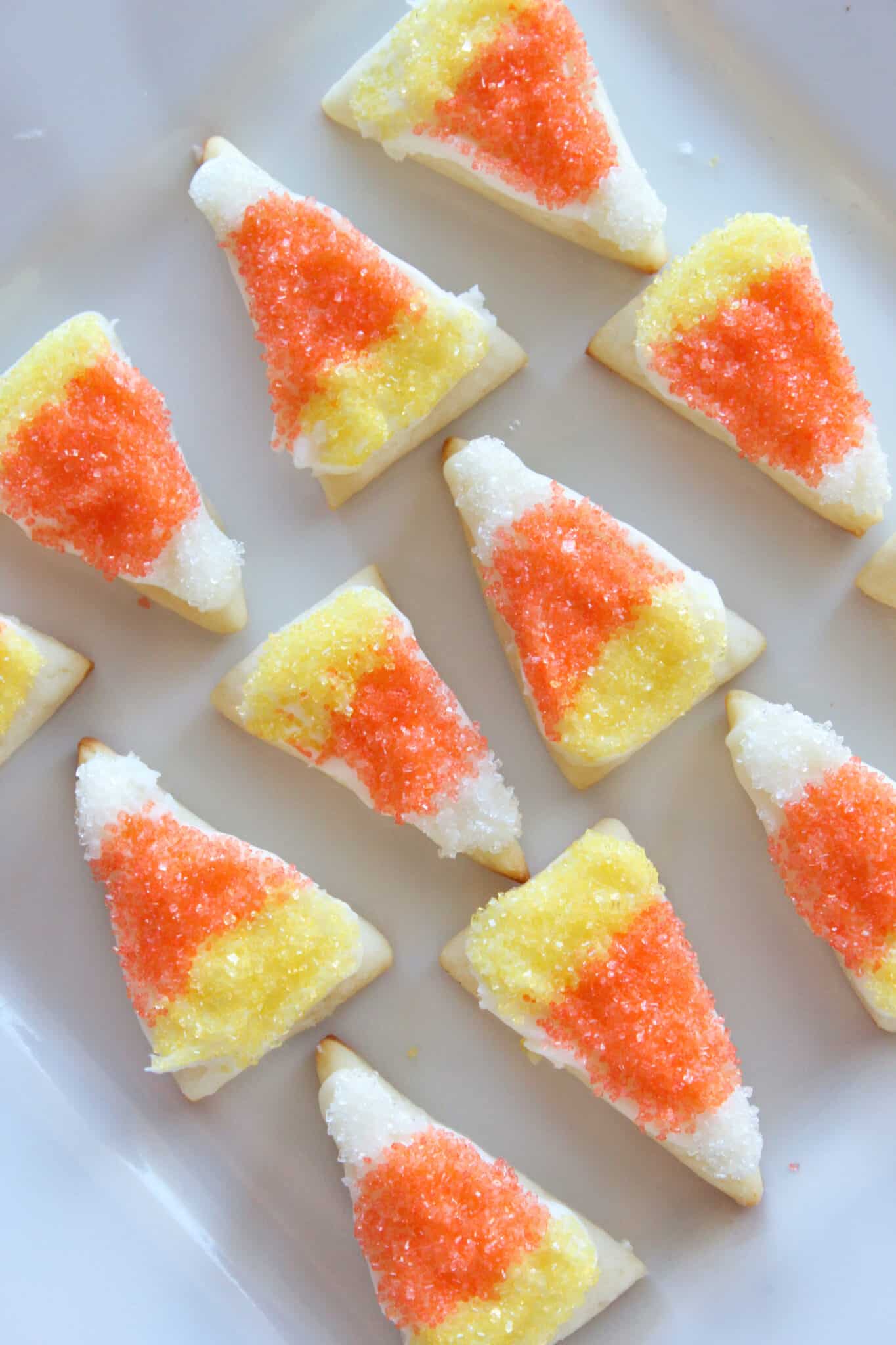Candy Corn Sugar Cookie Bites featured by top US food blog, Practically Homemade