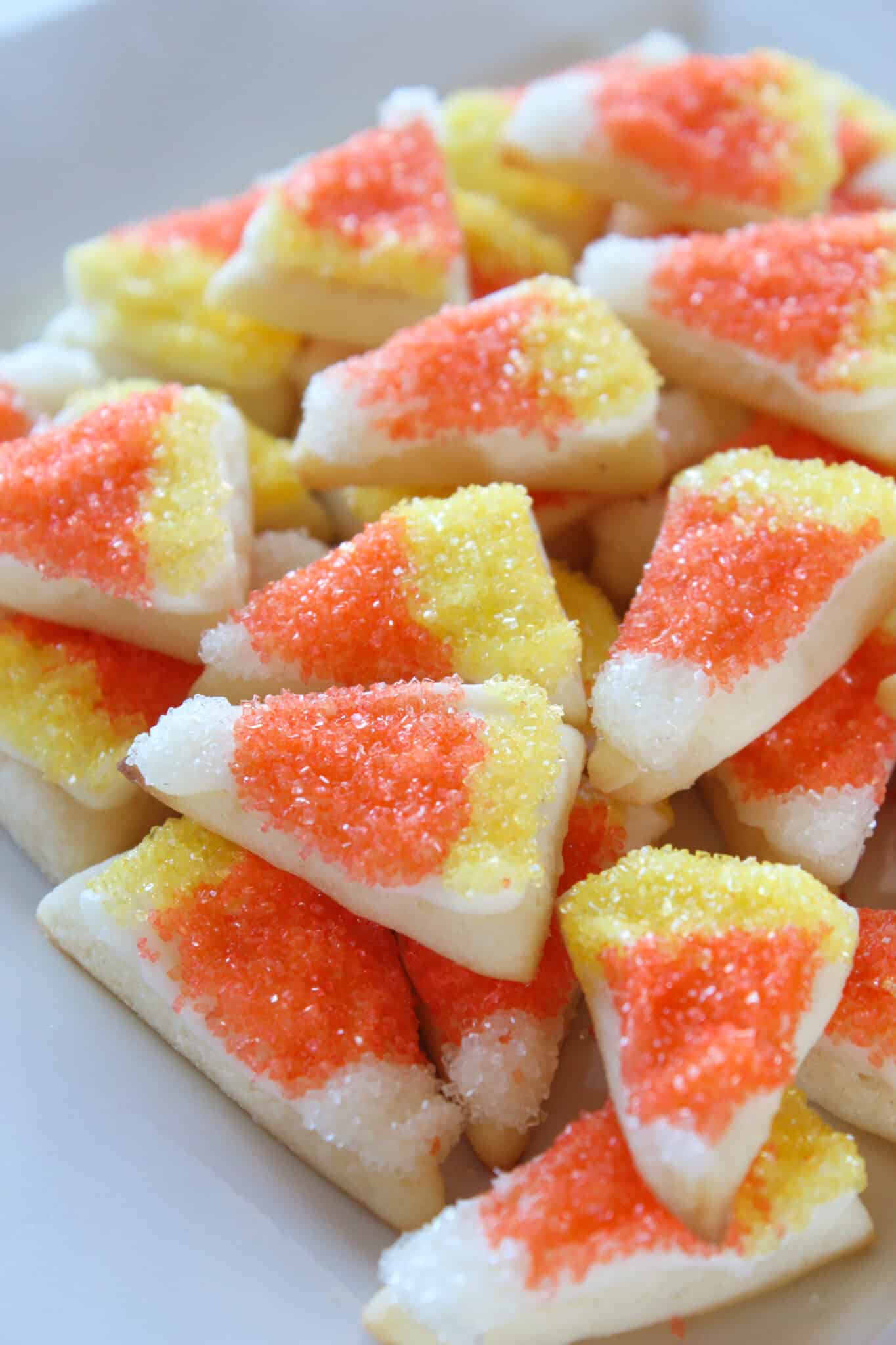 Candy Corn Sugar Cookie Bites featured by top US food blog, Practically Homemade