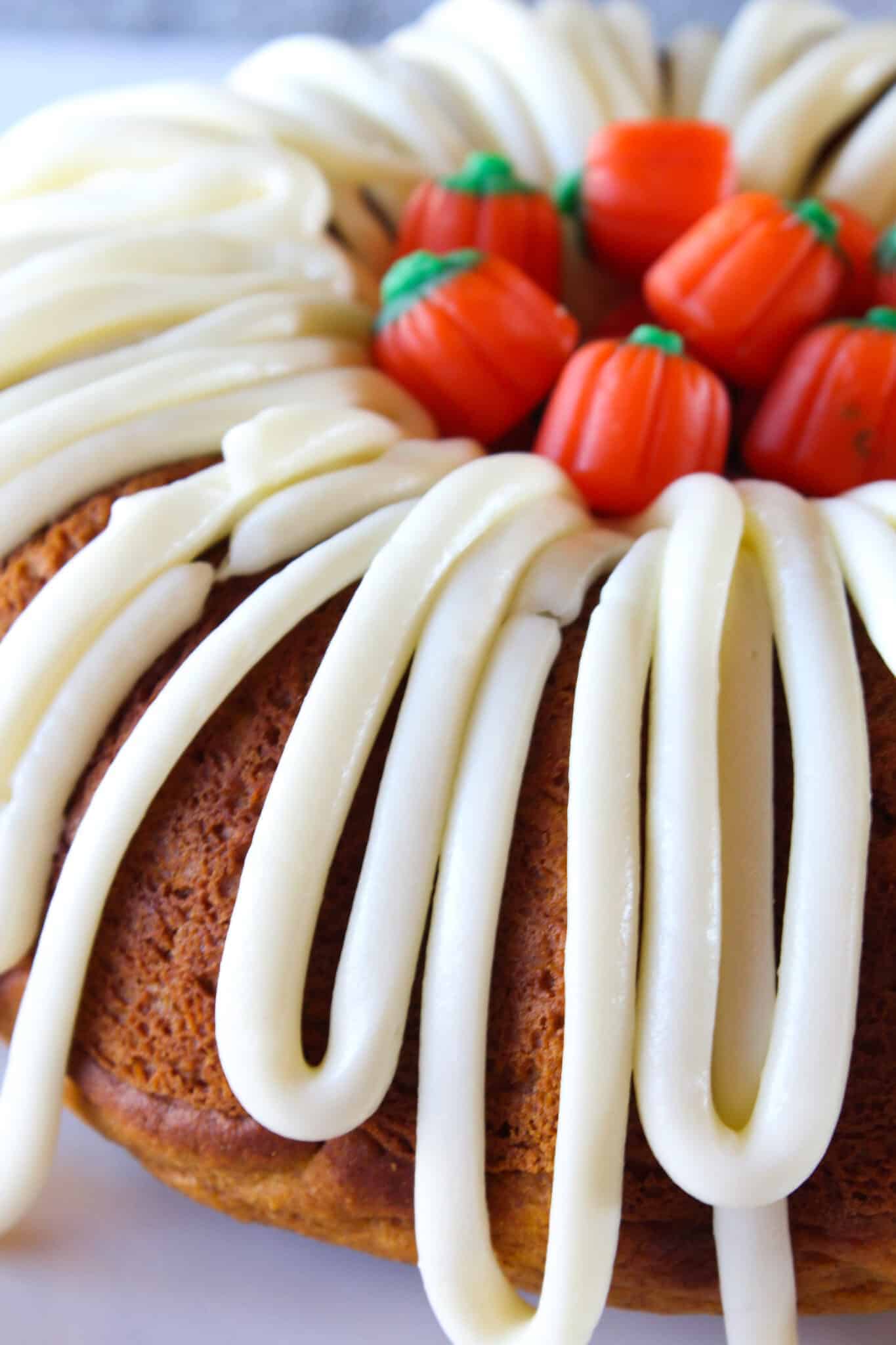 Pumpkin Spice Bundt Cake with Cream Cheese Frosting recipe featured by top US food blog, Practically Homemade