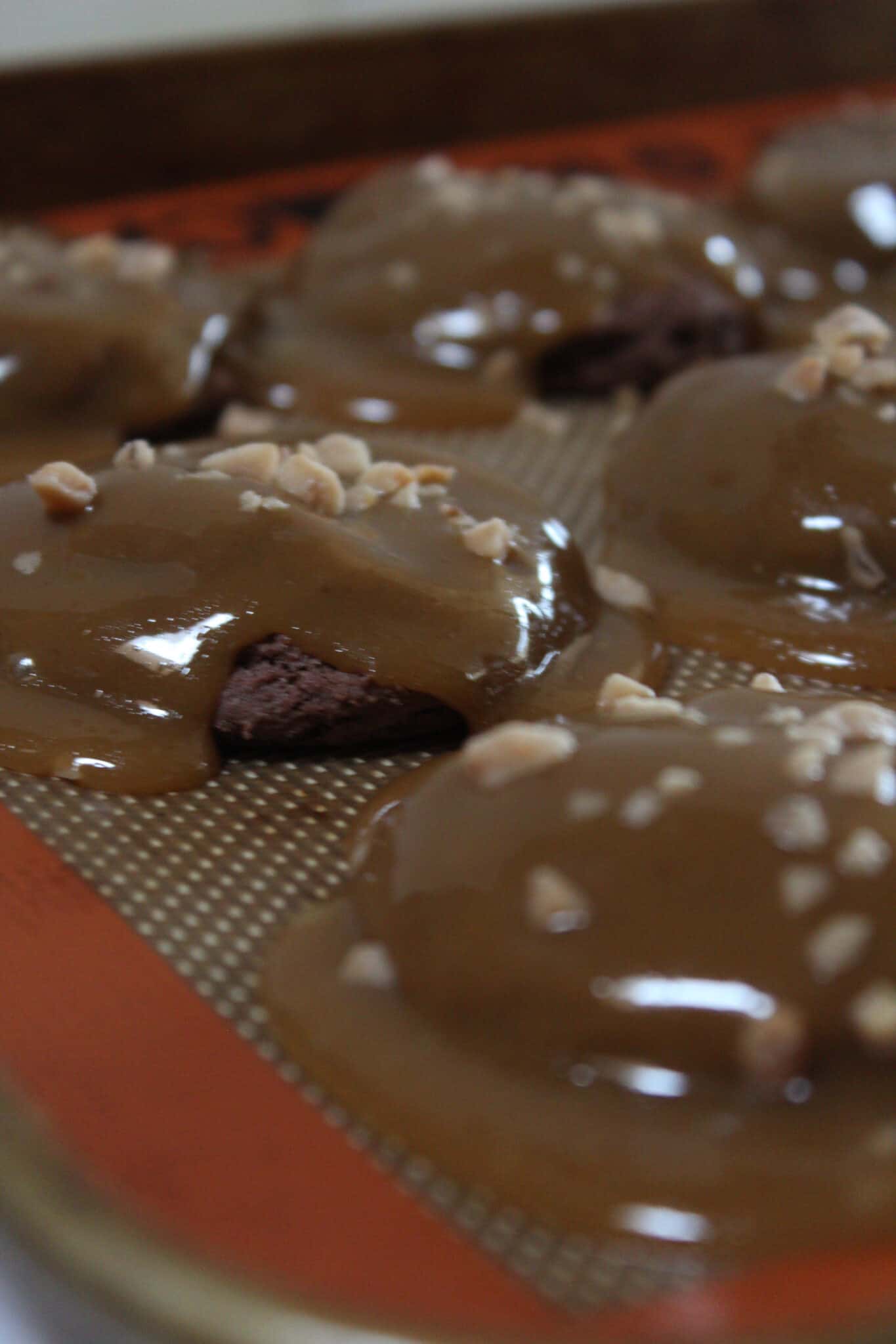 Toffee Sheet Cake Cookies recipe featured by top US cookie blog, Practically Homemade