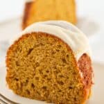 Two slices of pumpkin spice bundt cake.
