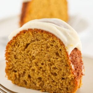 Two slices of pumpkin spice bundt cake.