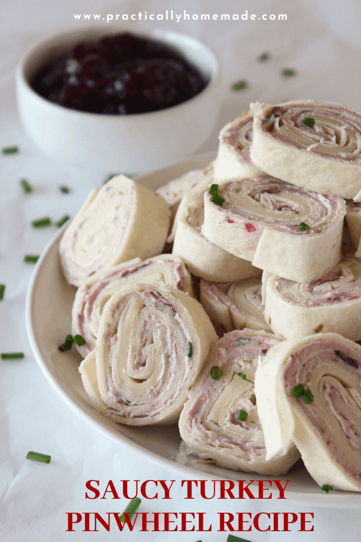 Saucy Turkey Pinwheel Recipe featured by top US food blog, Practically Homemade
