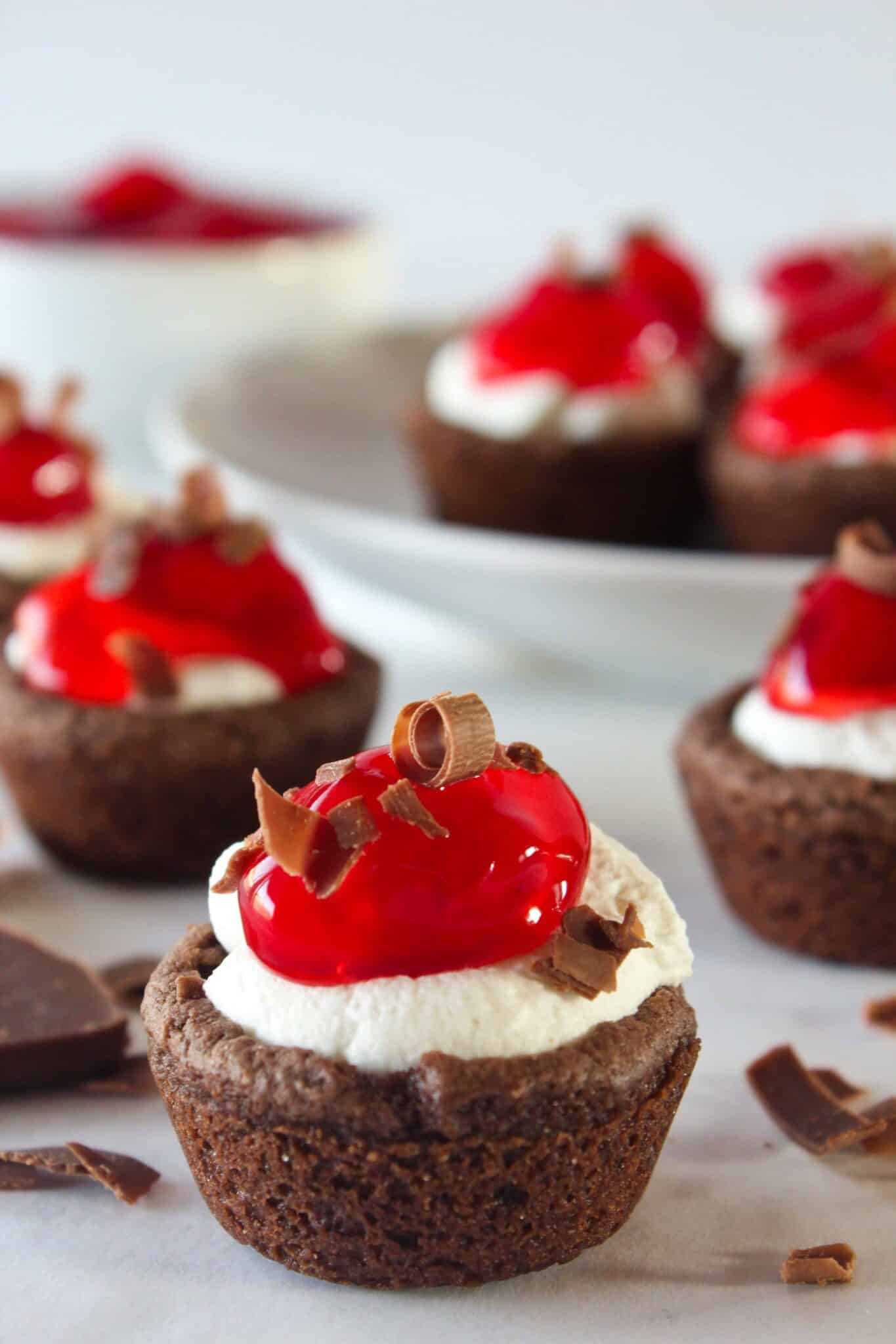 Black Forest Cookie Cups Recipe featured by top US cookie blog, Practically Homemade