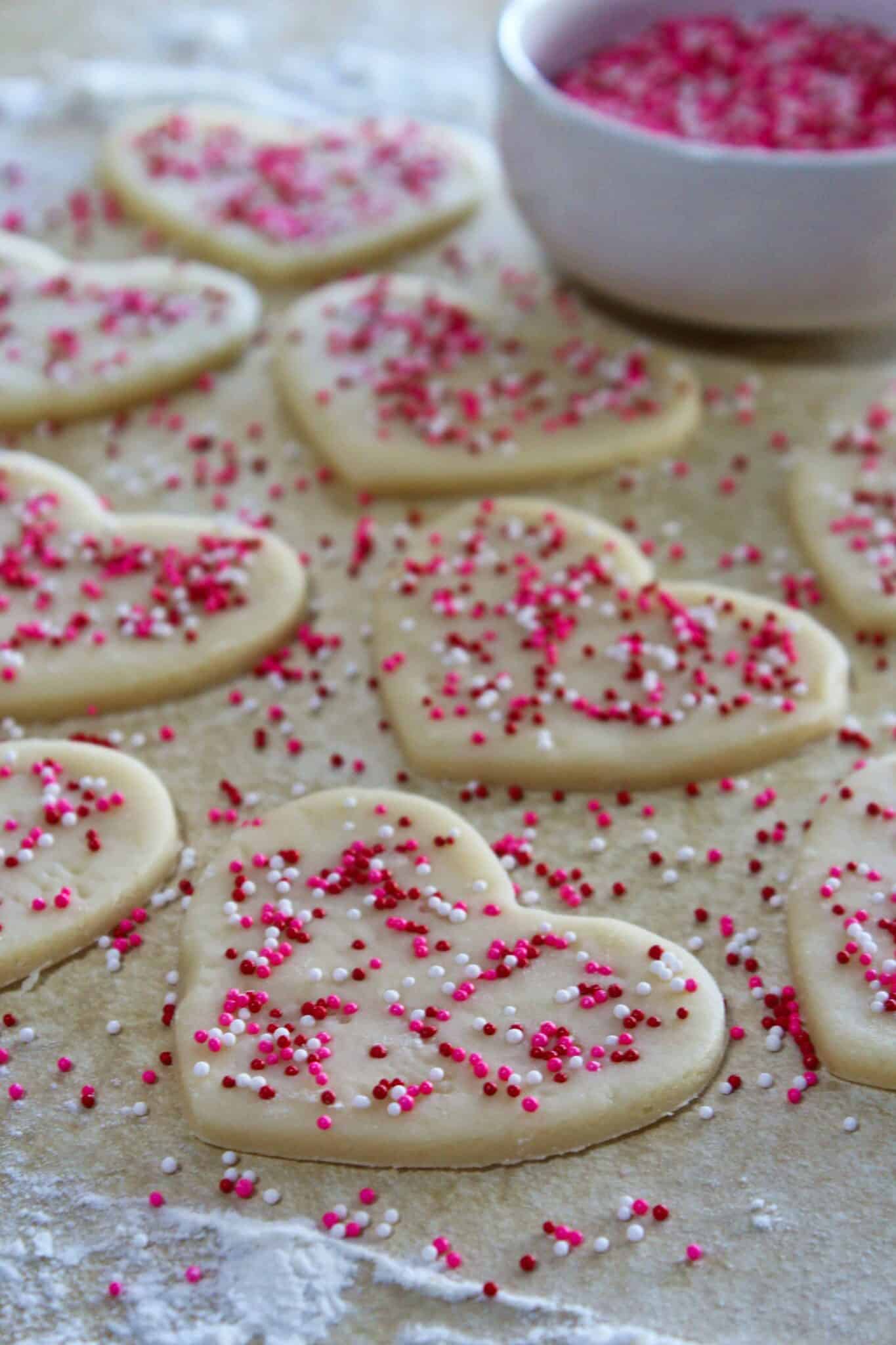 Easy Valentine's Day Sugar Cookies featured by top US cookie blog, Practically Homemade