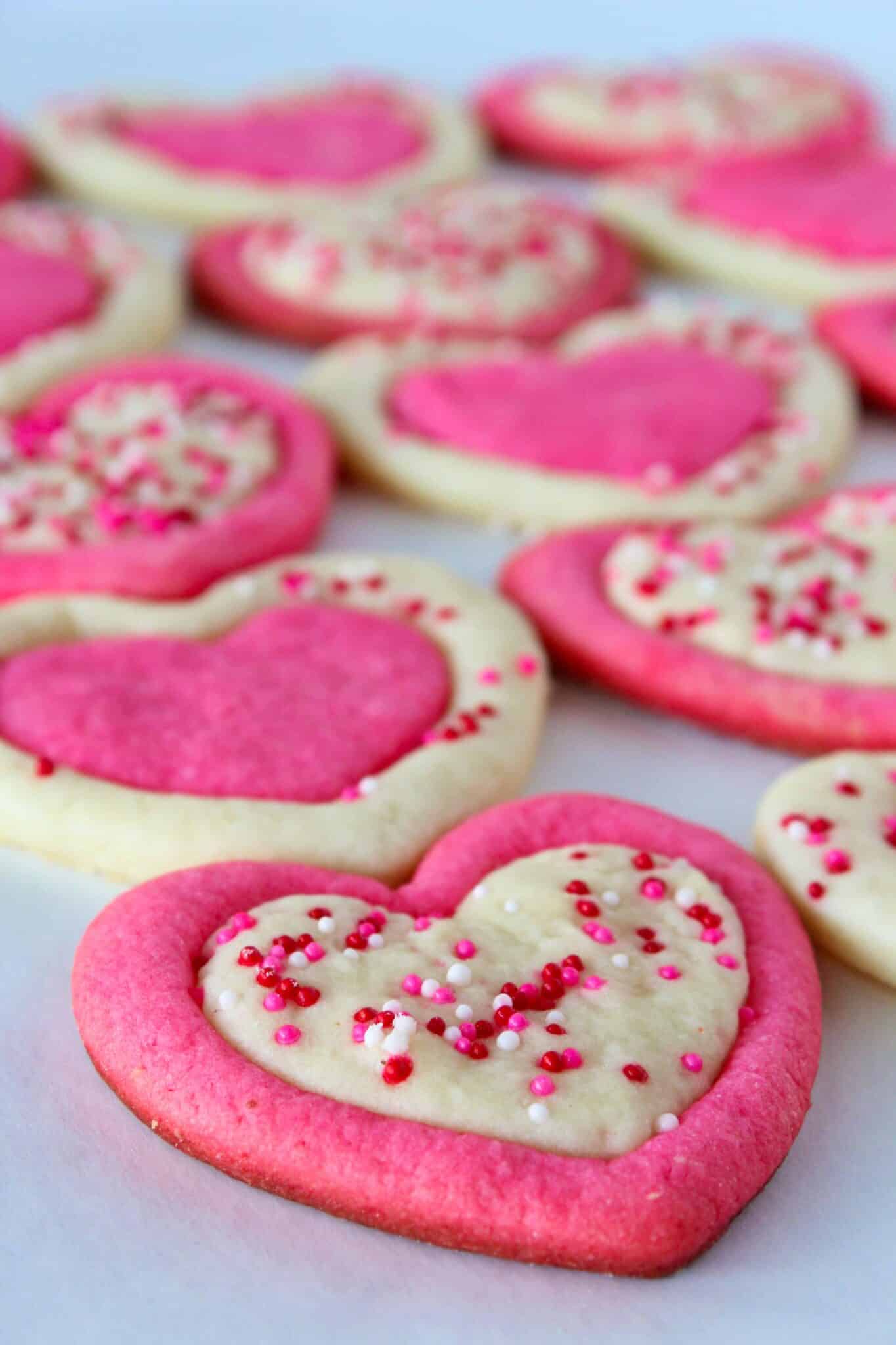 Easy Valentine's Day Sugar Cookies featured by top US cookie blog, Practically Homemade
