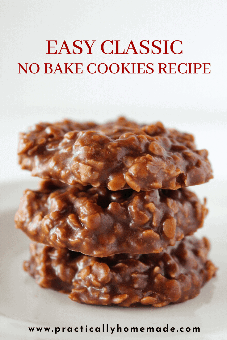 Easy Classic No Bake Cookies Recipe featured by top US cookie blog, Practically Homemade