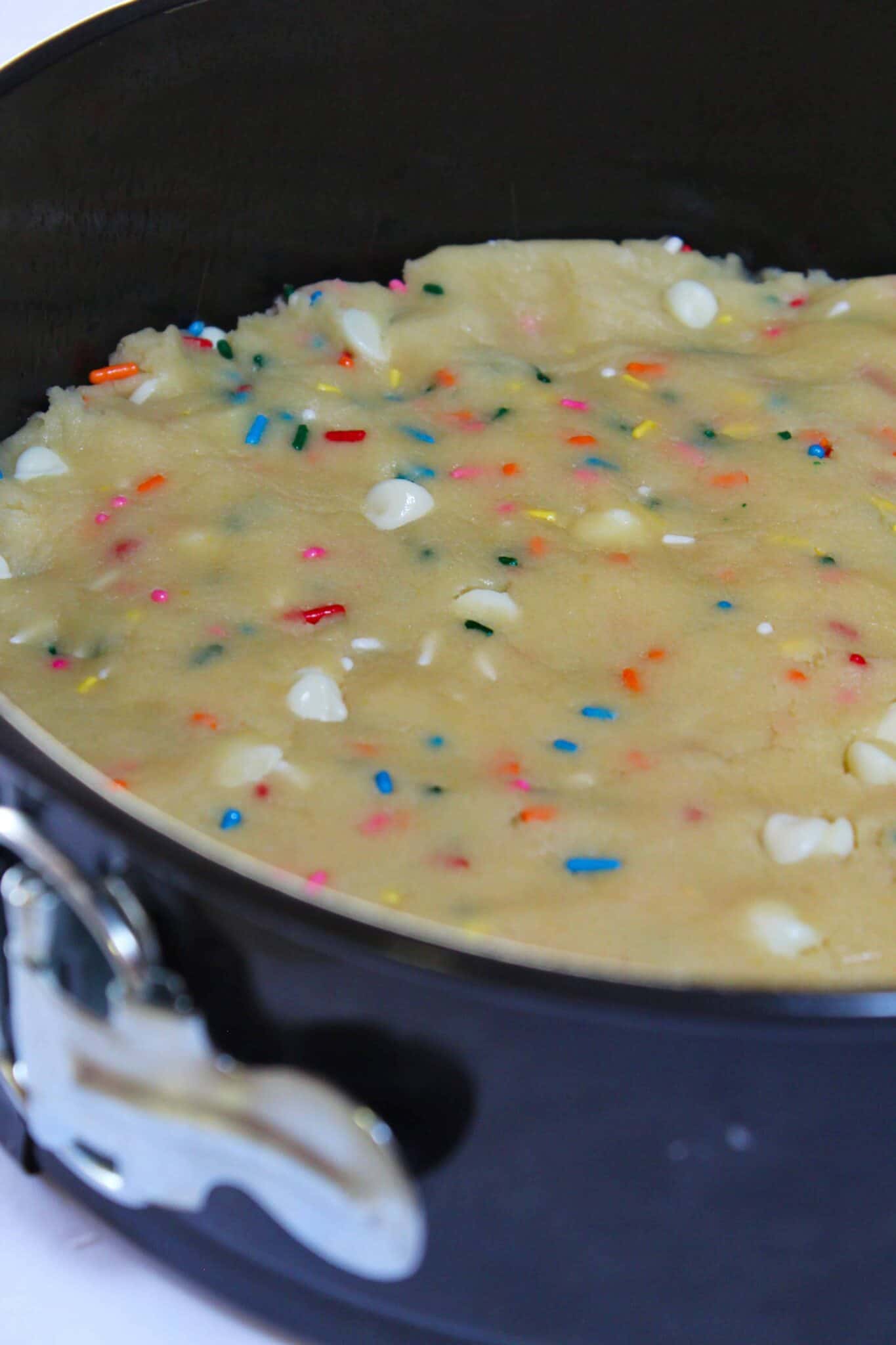Easy Birthday Cookie Cake Recipe featured by top US dessert blog, Practically Homemade