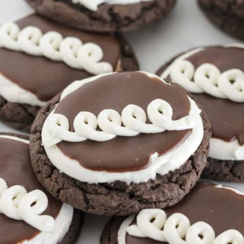 Hostess cupcake cookies on a tray for serving.