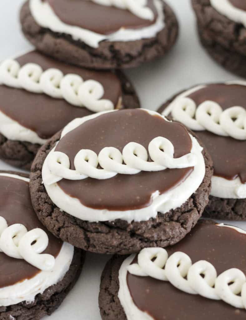 Hostess cupcake cookies on a tray for serving.