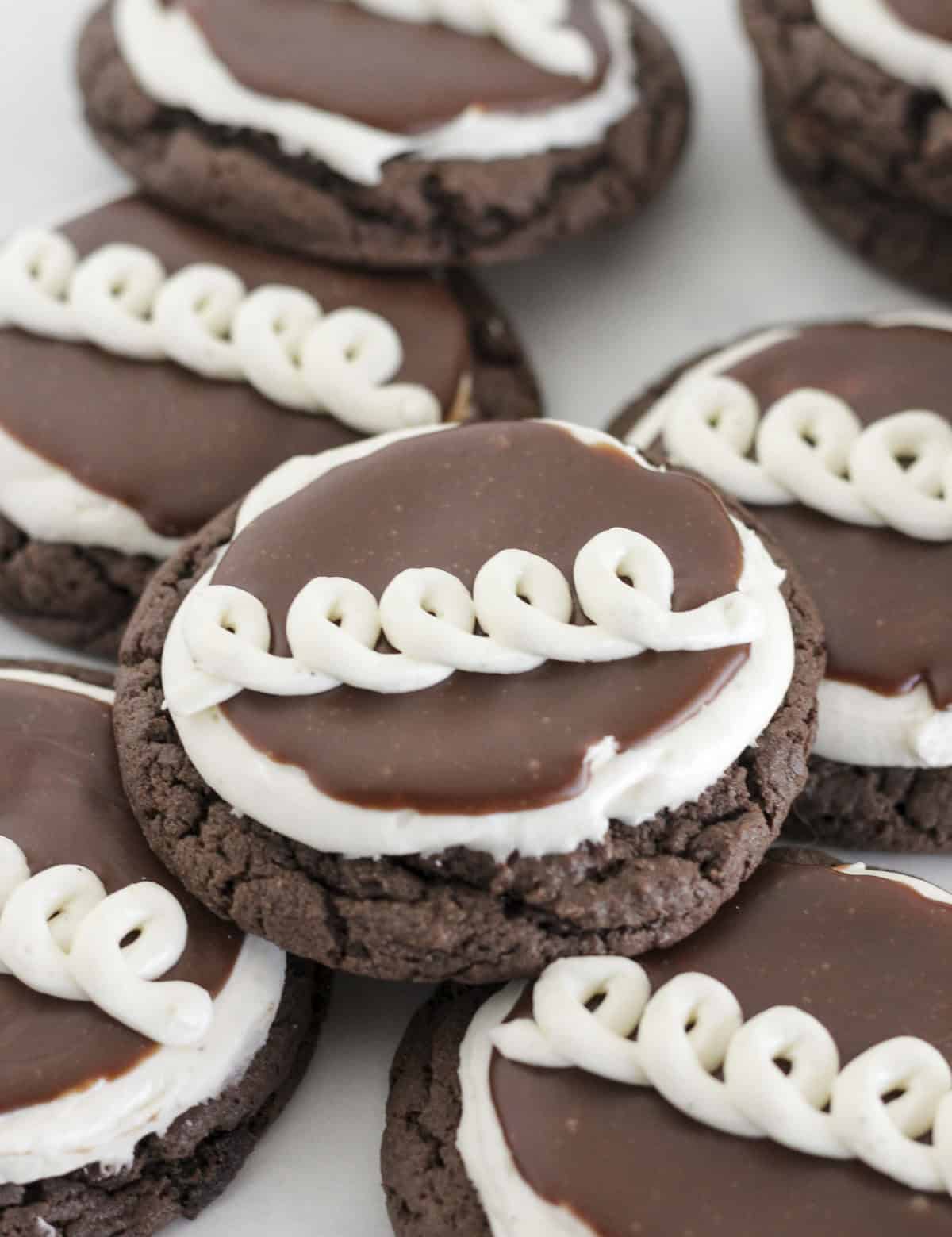 Hostess cupcake cookies on a tray for serving.