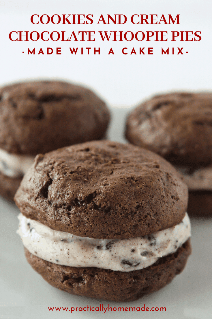  Cookies and Cream Chocolate Whoopie Pies featured by top US cookie blog, Practically Homemade