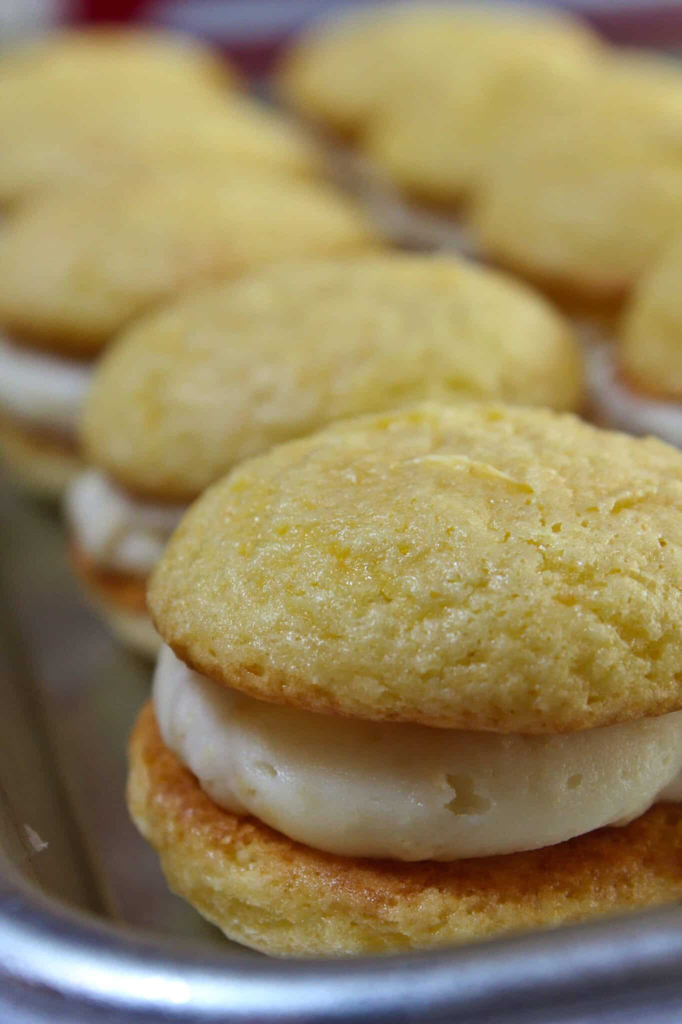 Golden Oreo Whoopie Pies featured by top US cookies blog, Practically Homemade