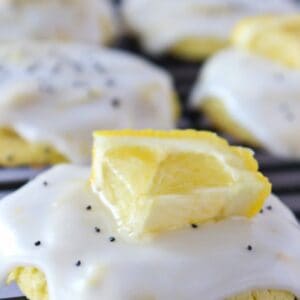 Lemon Poppy Seed Sheet Cake Cookies recipe featured by top US cookie blog, Practically Homemade.