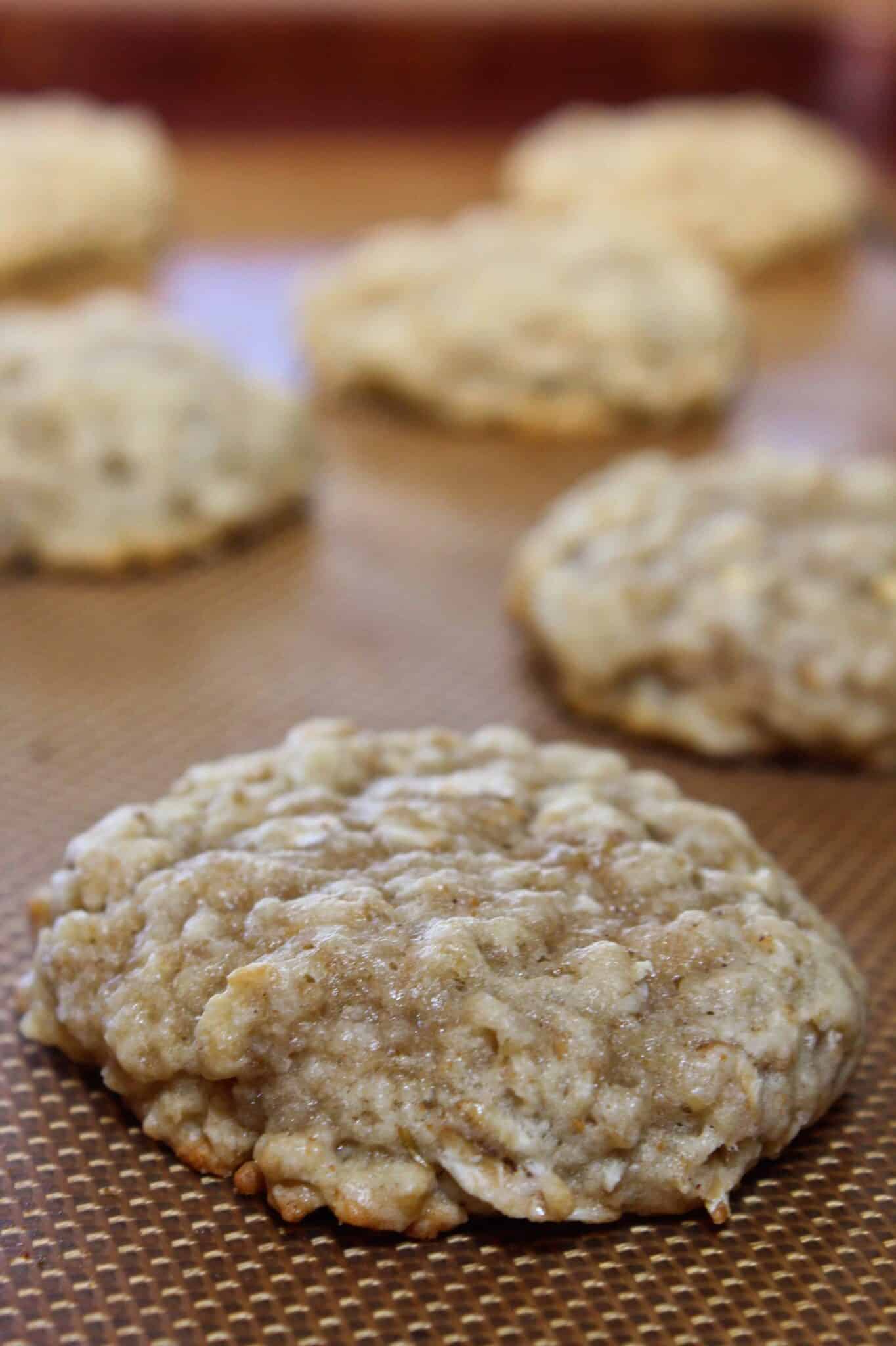 Brown Butter Banana Oatmeal Cookies Recipe featured by top US cookie blog, Practically Homemade