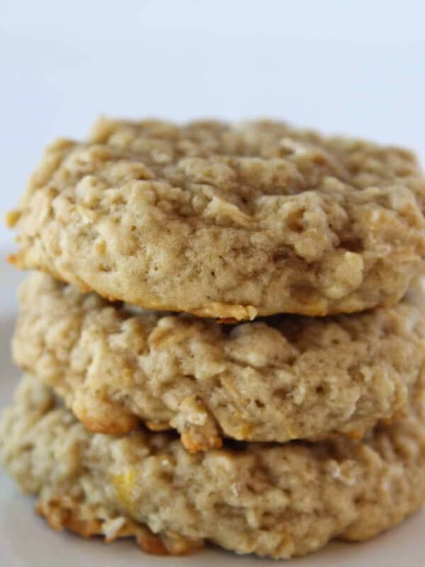 Brown Butter Banana Oatmeal Cookies Recipe featured by top US cookie blog, Practically Homemade