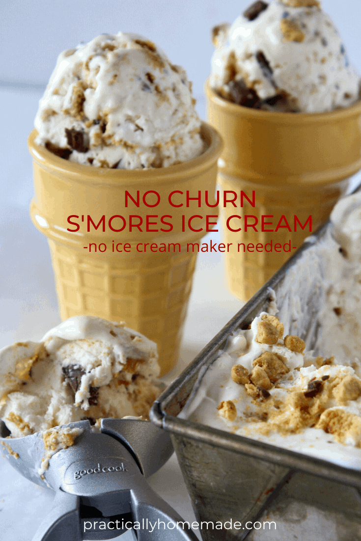 No Churn S'mores Ice Cream Recipe featured by top US dessert blog, Practically Homemade.