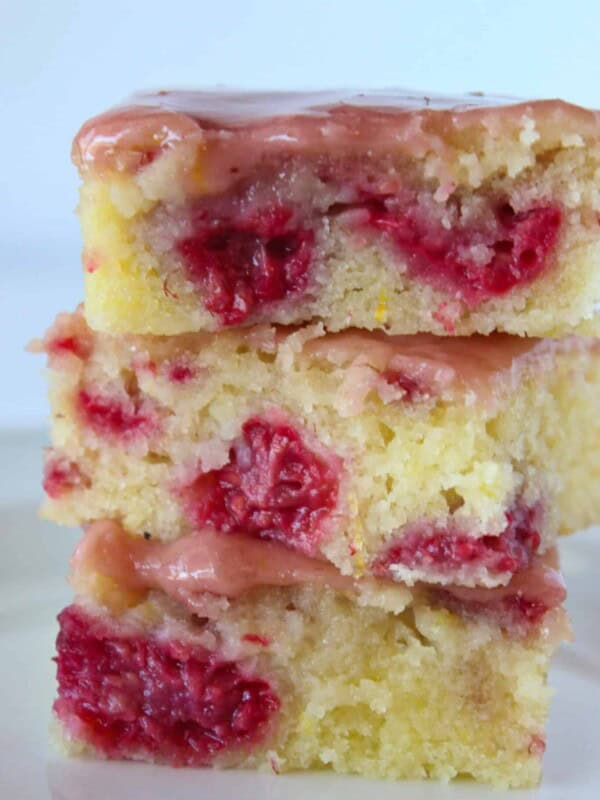Raspberry Lemonade Bars Recipe featured by top US dessert blog, Practically Homemade