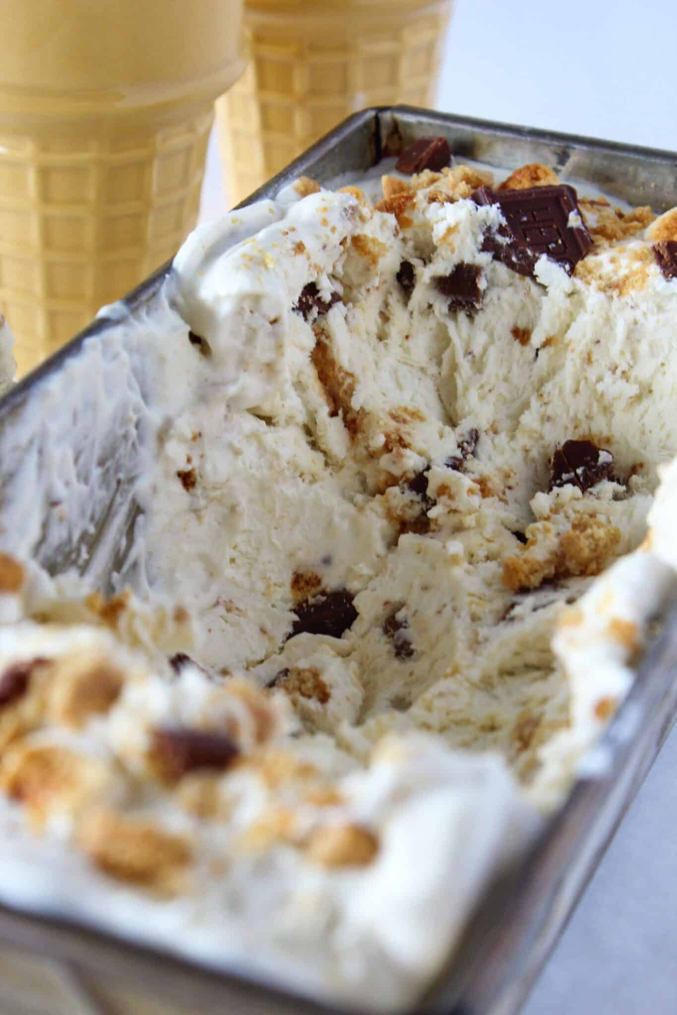 No Churn S'mores Ice Cream Recipe featured by top US dessert blog, Practically Homemade.