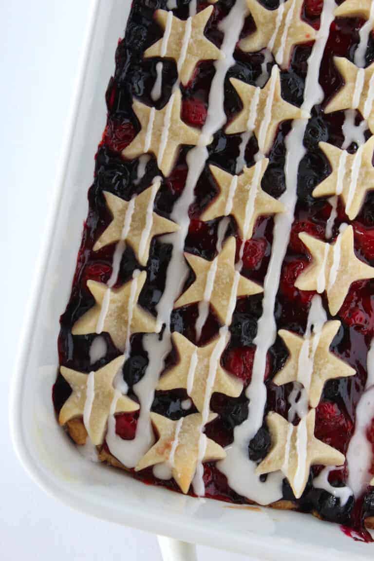 Patriotic Desserts: 4th of July Star Spangled Banner Bars, a recipe featured by top US dessert blogger, Practically Homemade