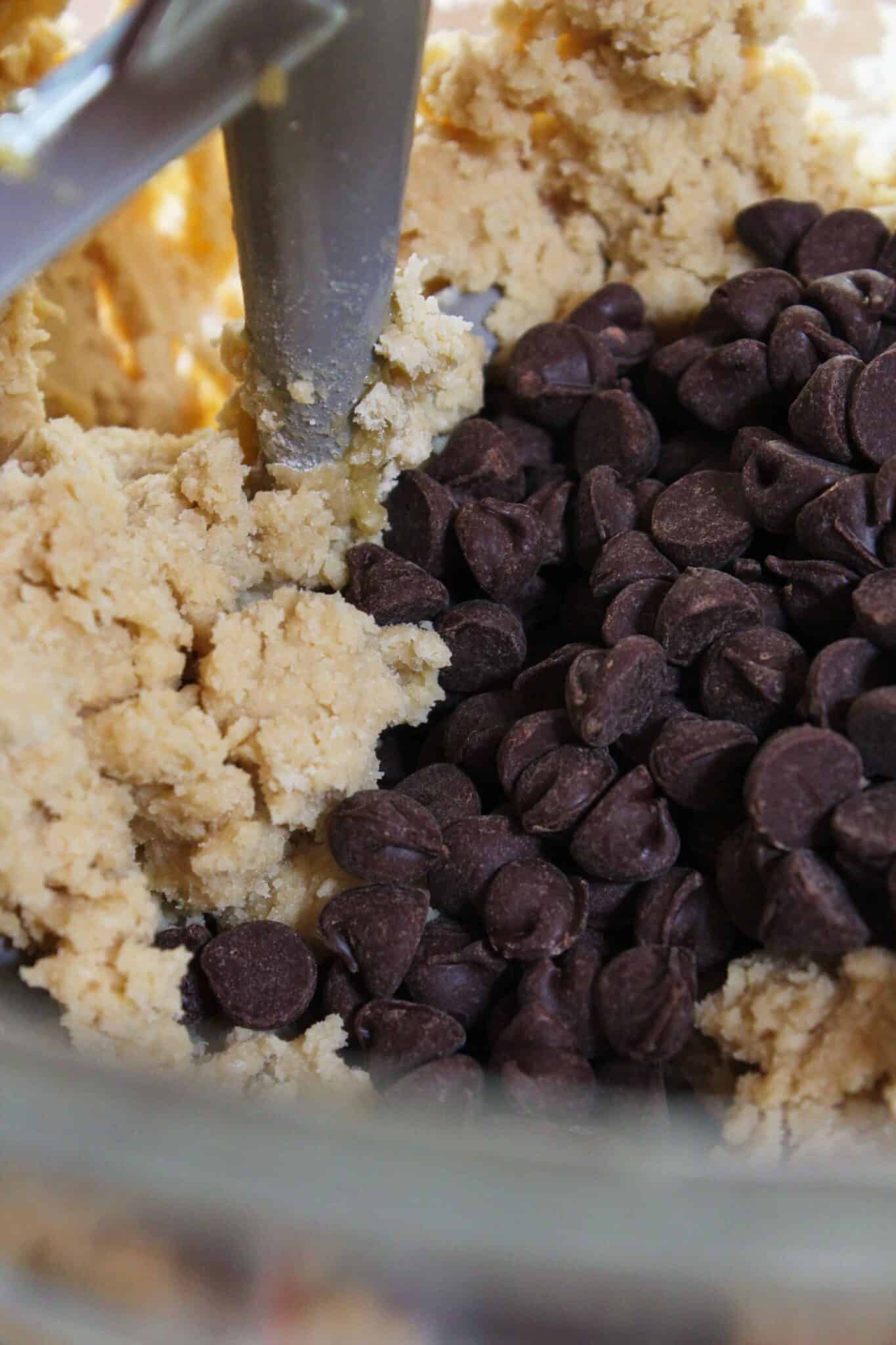 Super Thick Chocolate Chip Cookies recipe featured by top US cookie blogger, Practically Homemade.