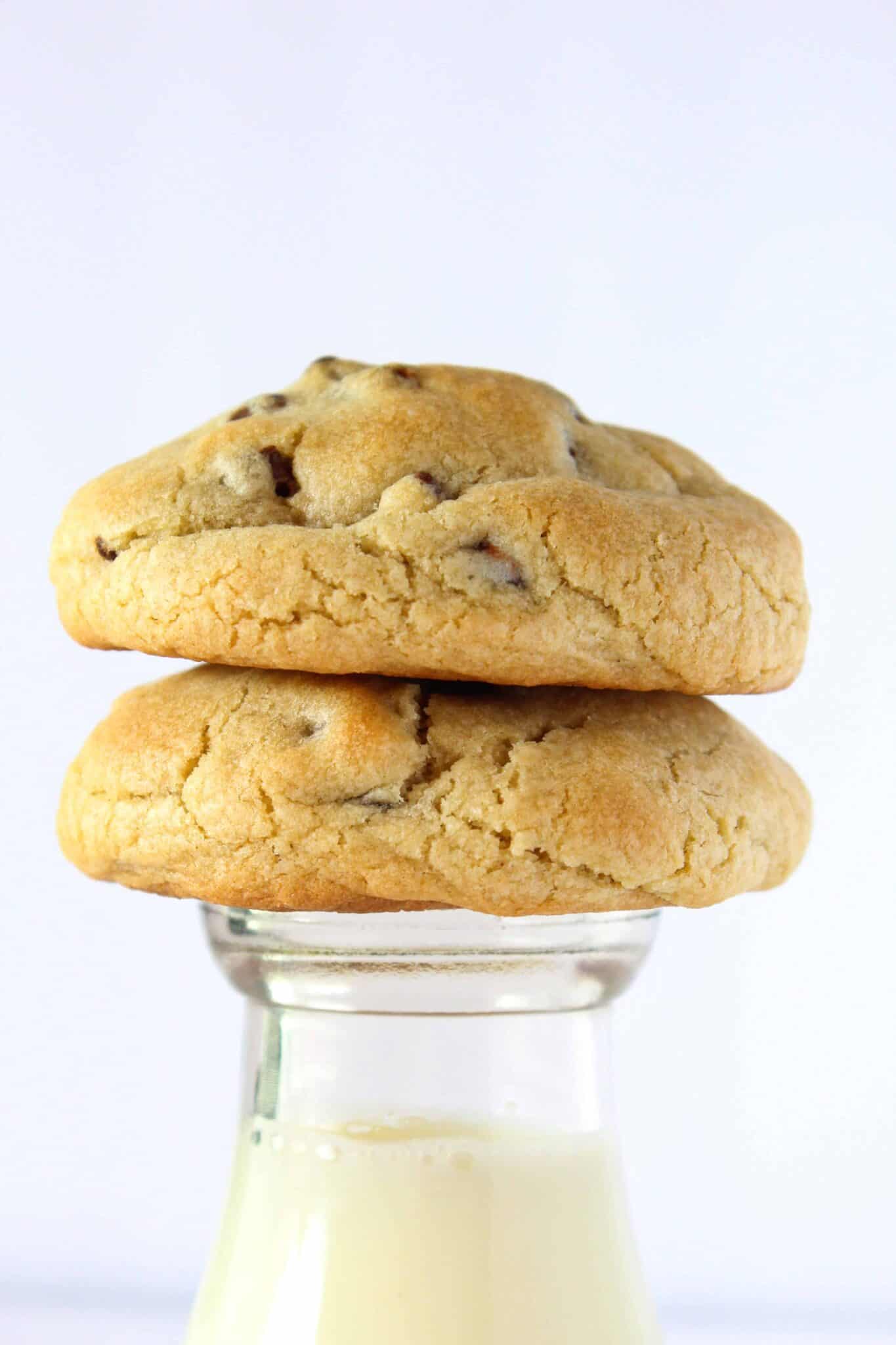 Super Thick Chocolate Chip Cookies recipe featured by top US cookie blogger, Practically Homemade.