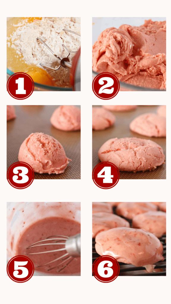 Steps for making Easy Strawberry Cake Mix Cookies featured by top US cookie blogger, Practically Homemade